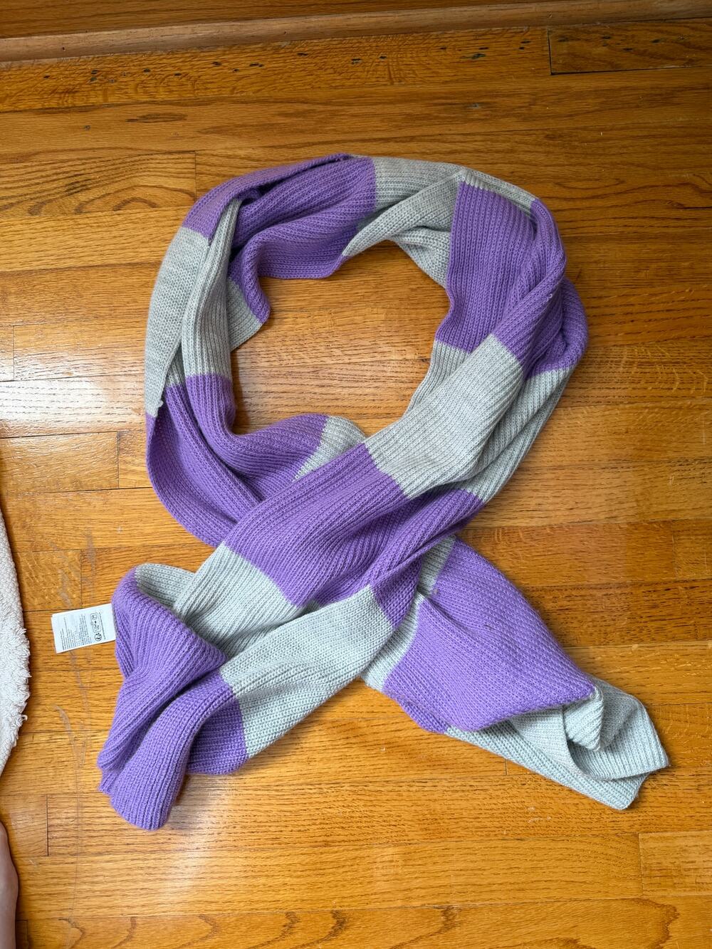 Divided Purple and Grey Colorblock 80x16 in Acrylic Striped Scarf